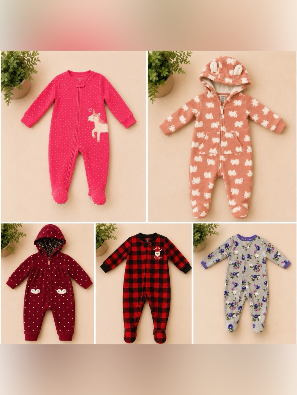 Carter’s 18M Baby Sleeper & Fleece Romper Bundle | 5-Piece